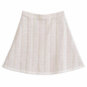 BCBGMaxAzria Cream Lace-Striped A-Line Skirt